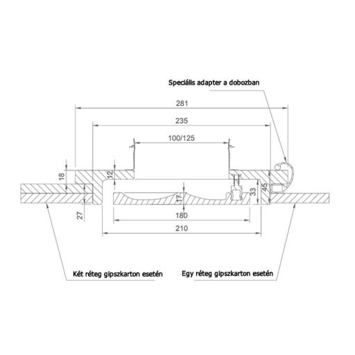 Süllyeszthető négyzetes légszelep befúvásra, elszívásra d125mm SQUARE125